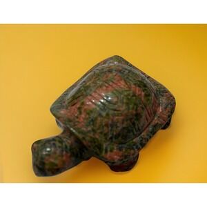 Unakite Turtle Stone Carved Animal Natural Rock Mineral Carving Green‎ Pink Mini